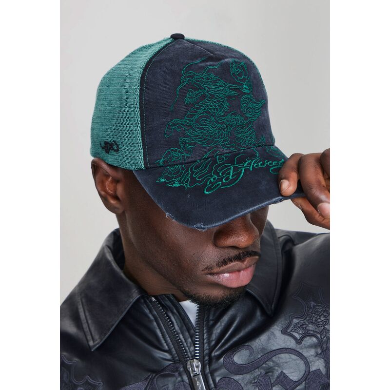 siltovka-zaoblena-cierna-snapback-outline-distressed-ed-hardy