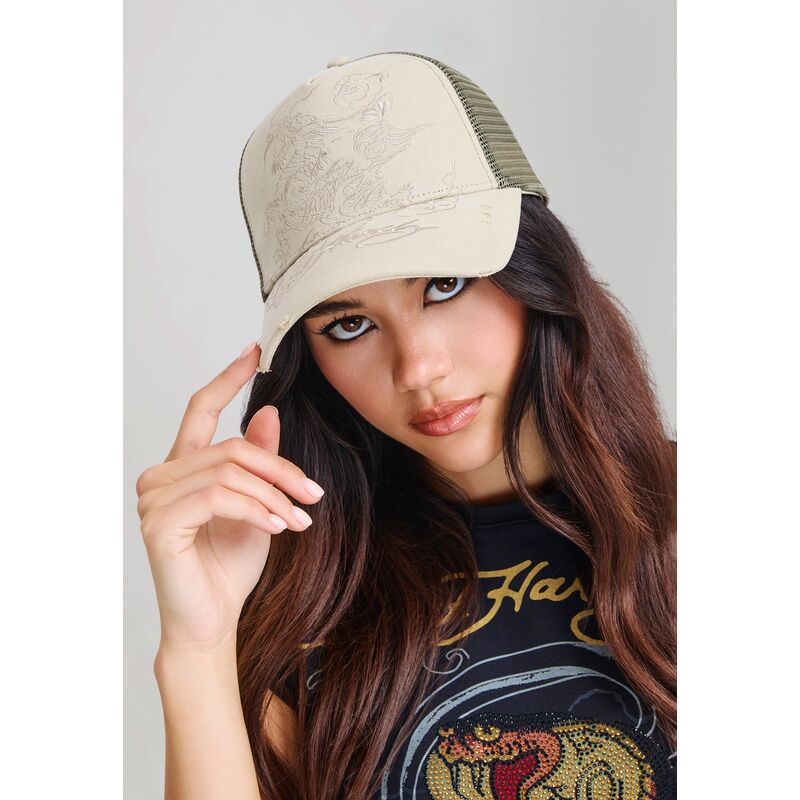 siltovka-zaoblena-khaki-snapback-outline-ed-hardy