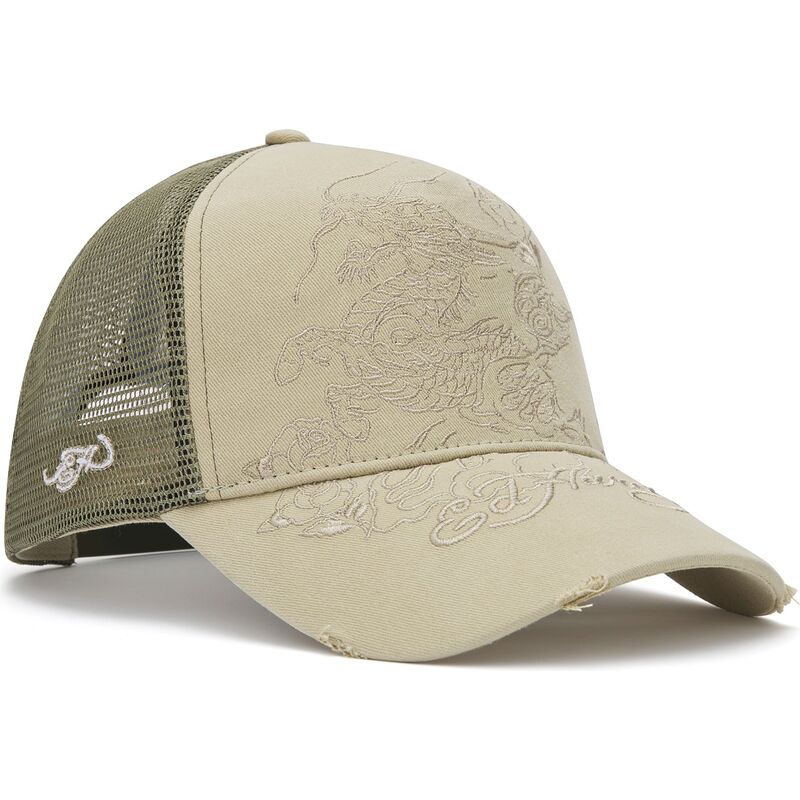 siltovka-zaoblena-khaki-snapback-outline-ed-hardy