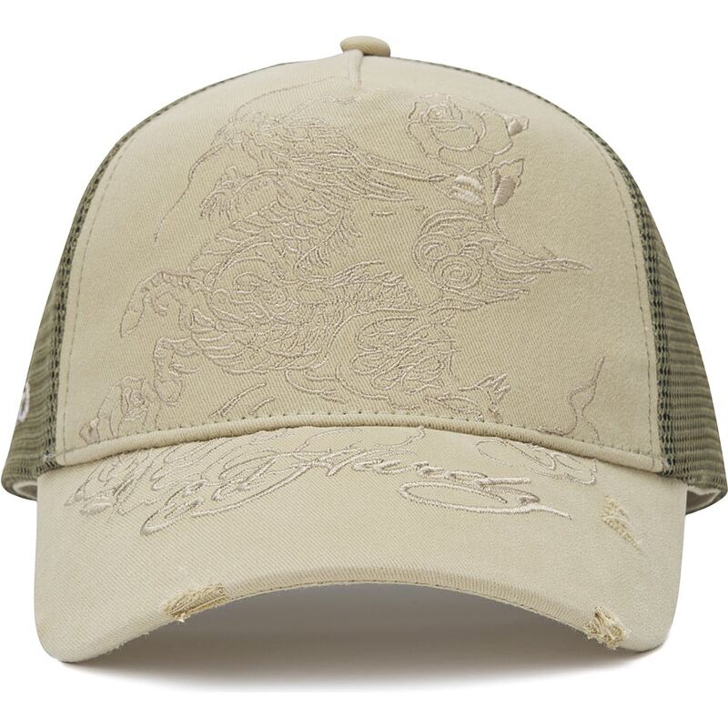 siltovka-zaoblena-khaki-snapback-outline-ed-hardy