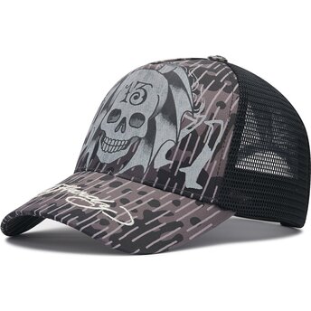 Šiltovka zaoblená čierna snapback 13 Skull Ed Hardy