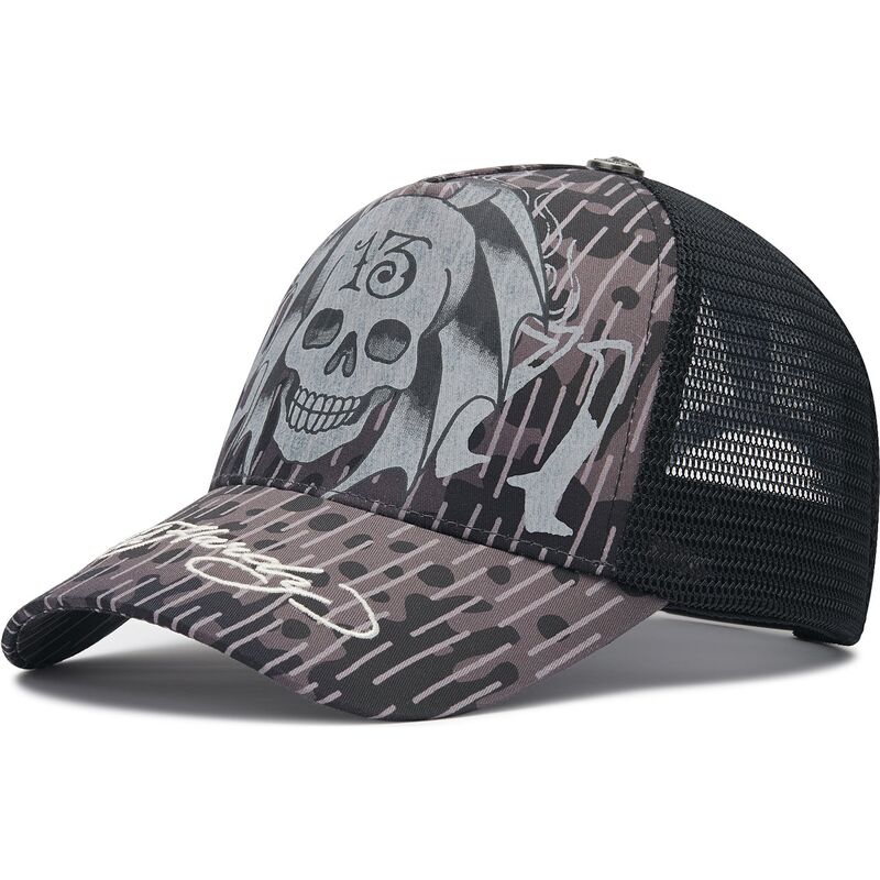 siltovka-zaoblena-cierna-snapback-13-skull-ed-hardy