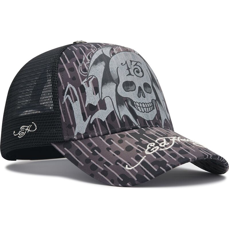 siltovka-zaoblena-cierna-snapback-13-skull-ed-hardy