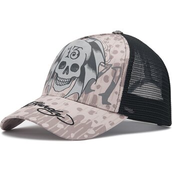 Šiltovka zaoblená sivá snapback 13 Skull Ed Hardy