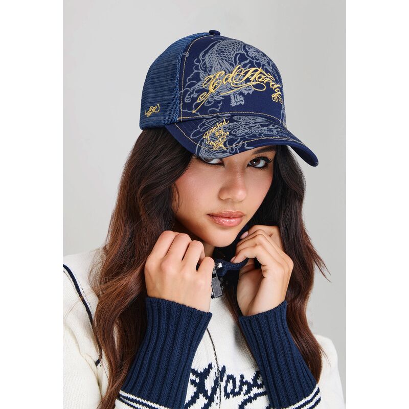 siltovka-zaoblena-tmavomodra-snapback-outline-dragons-ed-hardy