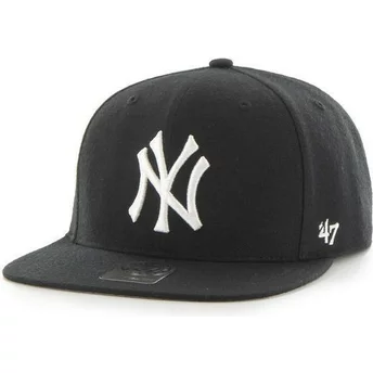 47 Brand Flat Brim MLB New York Yankees Smooth Black Snapback Cap