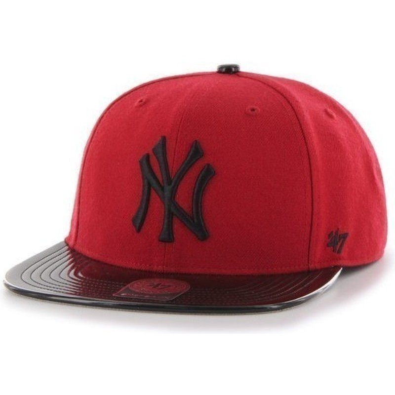 47-brand-flat-brim-shiny-visor-mlb-new-york-yankees-snapback-cap-rot