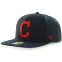 dunkelblaue-snapback-kappe-mit-flachem-schirm-und-seitlichem-mlb-cleveland-indians-logo-von-47-brand