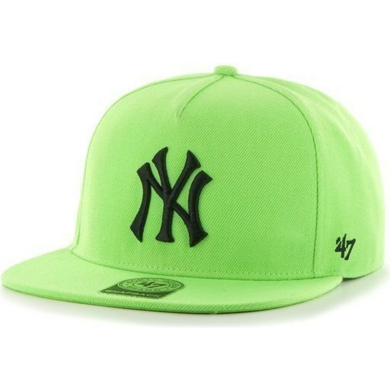 47-brand-flat-brim-mit-schwarzem-logo-mlb-new-york-yankees-smooth-snapback-cap-grun