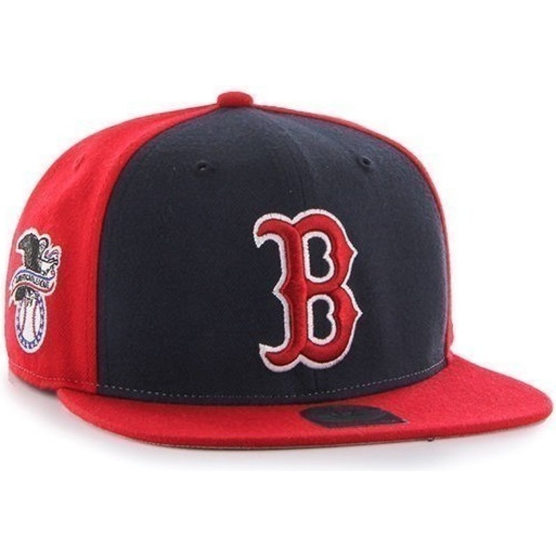 47-brand-flat-brim-seitliches-logo-mlb-boston-red-sox-smooth-snapback-cap-rot