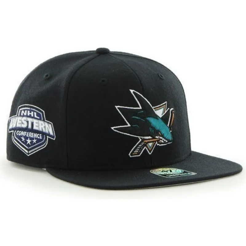 siltovka-rovna-cierna-snapback-san-jose-sharks-nhl-47-brand