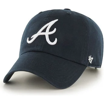 cap-zaoblena-navy-blue-adjustable-strap-frontal-atlanta-braves-mlb-47-brand