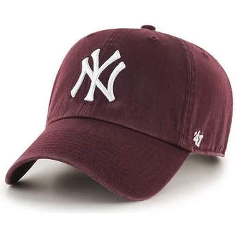 cap-zaoblena-red-adjustable-strap-granate-new-york-yankees-mlb-47-brand