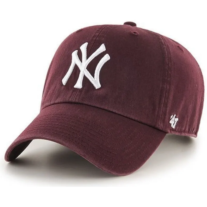 gebogene-weinrote-kappe-von-new-york-yankees-mlb-clean-up-von-47-brand